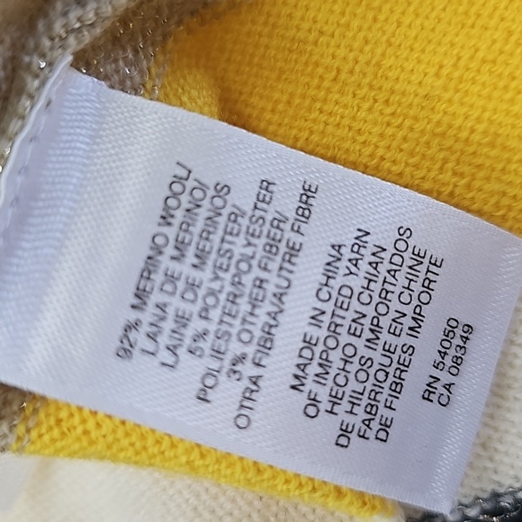 90s 2000s Anne Klein Cardigan, Yellow Black White Color Blocks, Size Small, NEW - Picture 7 of 11